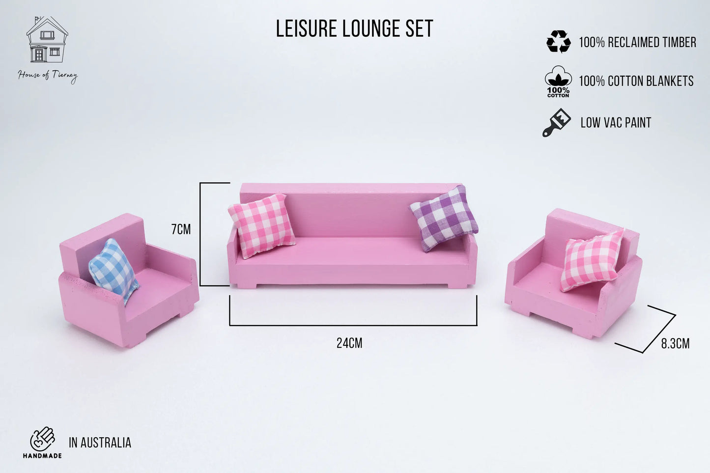 Wooden Barbie furniture - Leisure lounge set - Pink