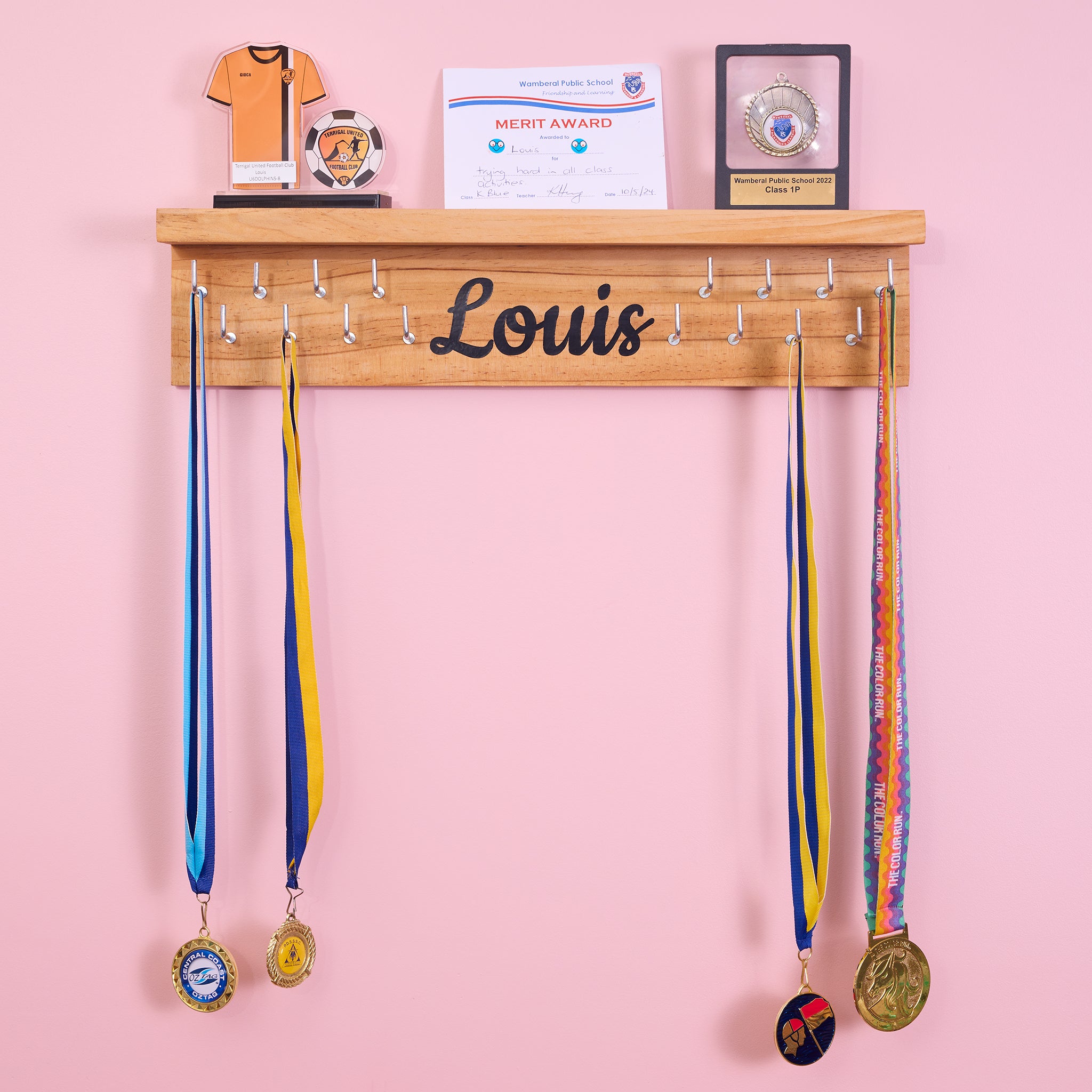 Medal And Trophy Display Customizable Name Running Trophy Display Rack