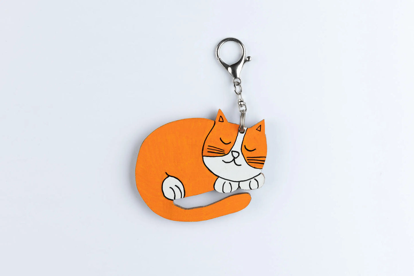 Wooden Animal Bag Tag - "Chloe" the cat