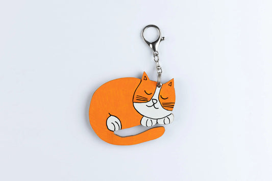Wooden Animal Bag Tag - "Chloe" the cat