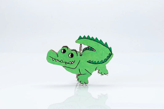 Wooden Animal Bag Tag - "Chris" the Crocodile