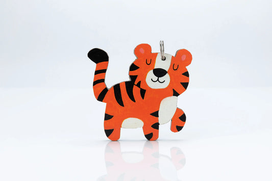 Wooden Animal Bag Tag - "Tori" the Tiger