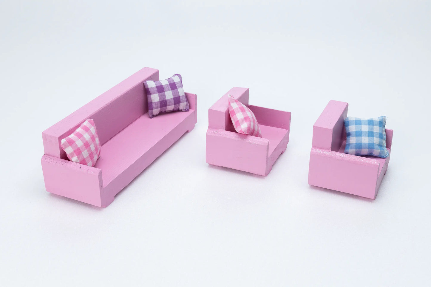 Wooden Barbie furniture - Leisure lounge set - Pink